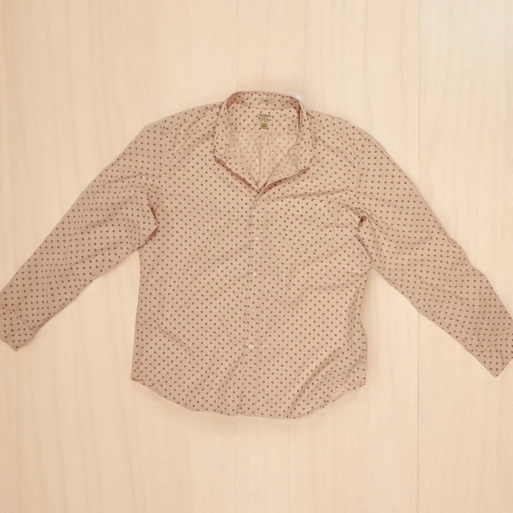 J. CREW Organic Cotton‎ Slim Stretch Fit *Secret Wash* Shirt Pink Print Men XXL